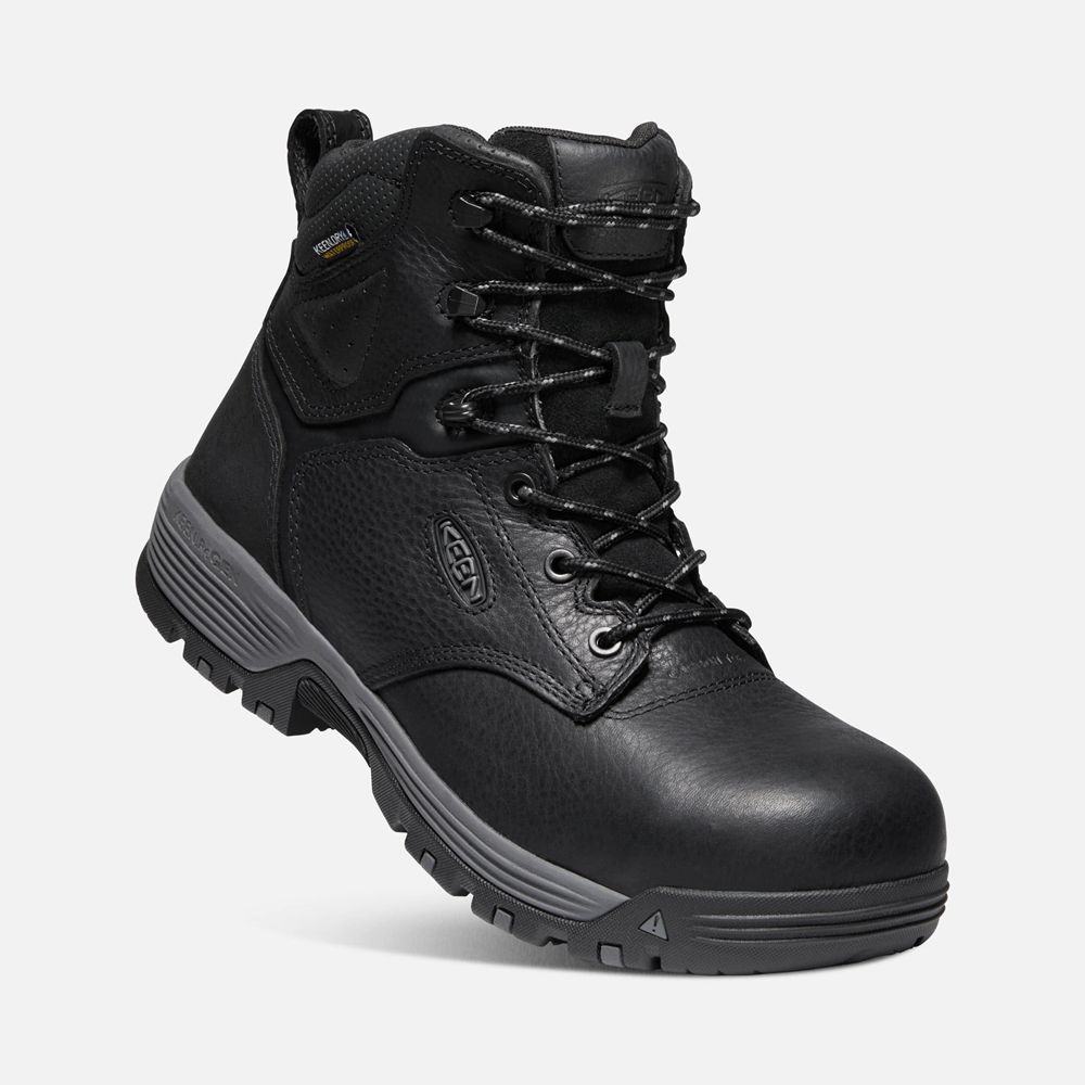 Botte de Travail Keen Homme Noir | Chicago 6\" Waterproof (Carbon-Fiber Toe) | ZCJAX-8617